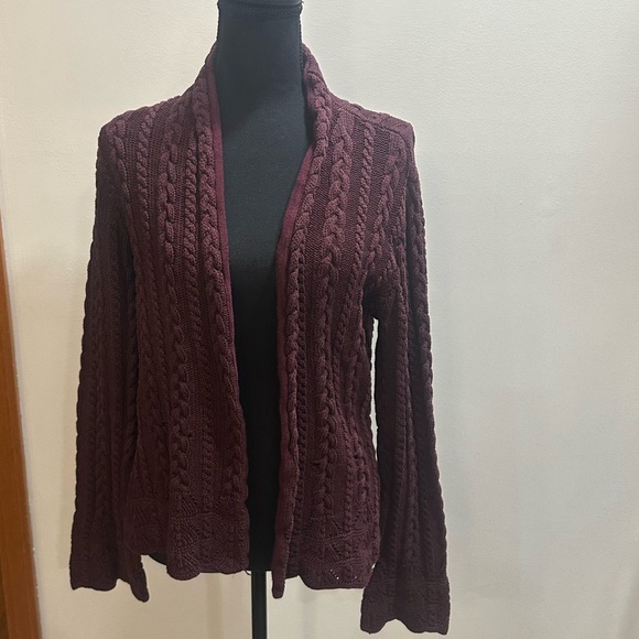 Lauren Ralph Lauren Sweaters - Lauren Ralph Lauren Large Burgundy Cable Knit Cardigan